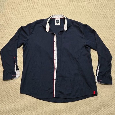 Daniel Hechter Paris Long Sleeve Button Down Shirt Dark Blue Men's XXL