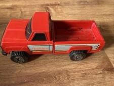 Vintage Tonka Steel Red Pickup Truck Yellow Blue Stripe Tailgate Made In USA