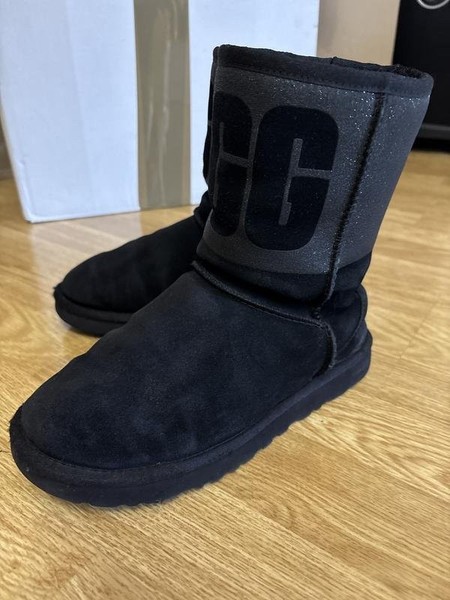 Women UGG Boots Black Suede 36.5 #O14A
