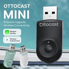 2025 Ottocast Mini 2in1 Wireless CarPlay Android Auto Adapter USB w/Smart Button