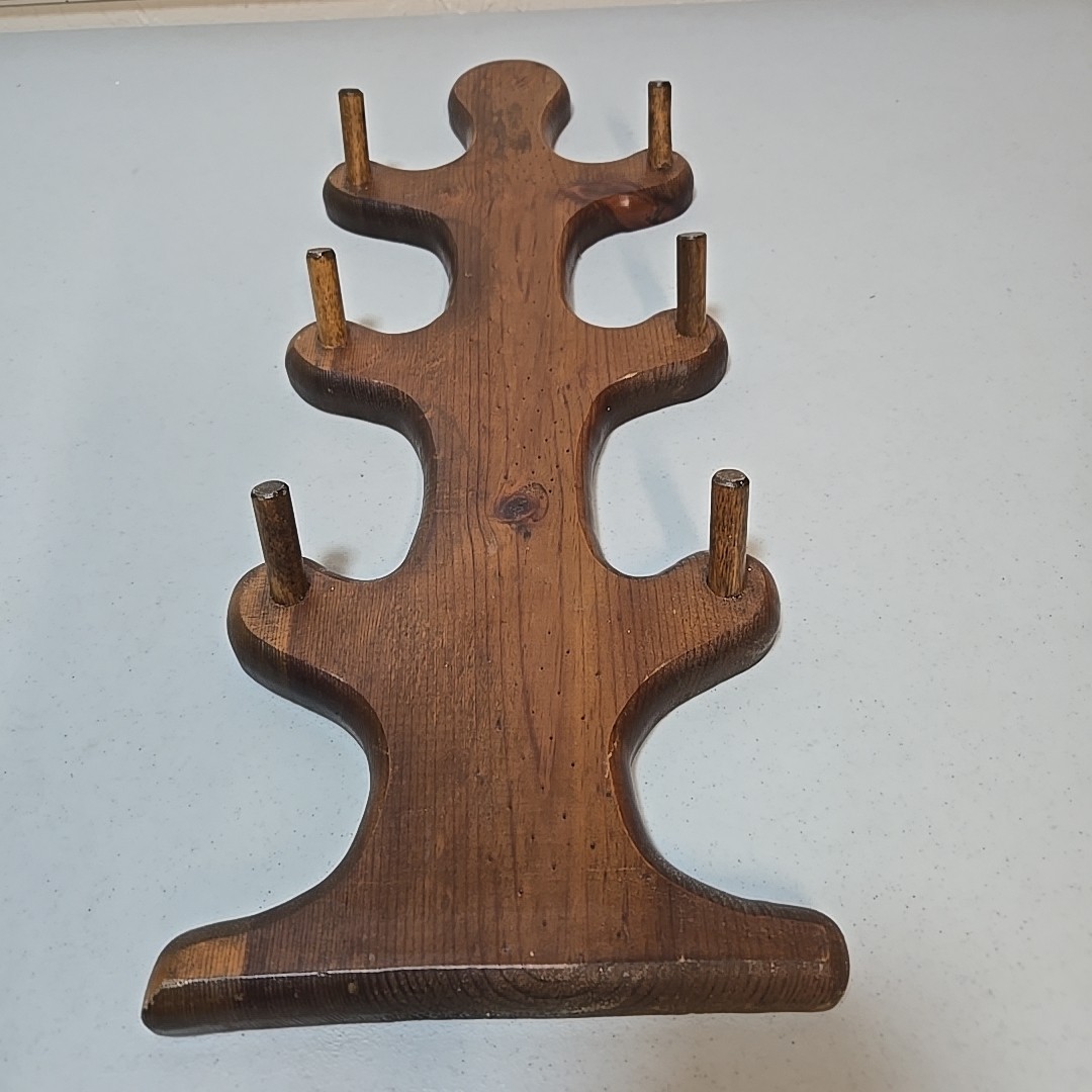 Mug Rack 1960s Wood - Knock On Wood California Vintage