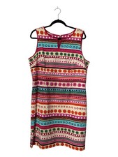 Talbots Vibrant Floral Striped Quilted Sheath Dress Size 14 Multicolor Geo Print