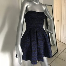 BNWT XXI Limited Forever 21 Sz S Dark Cheetah/Leopard Print Strapless Pouf Dress