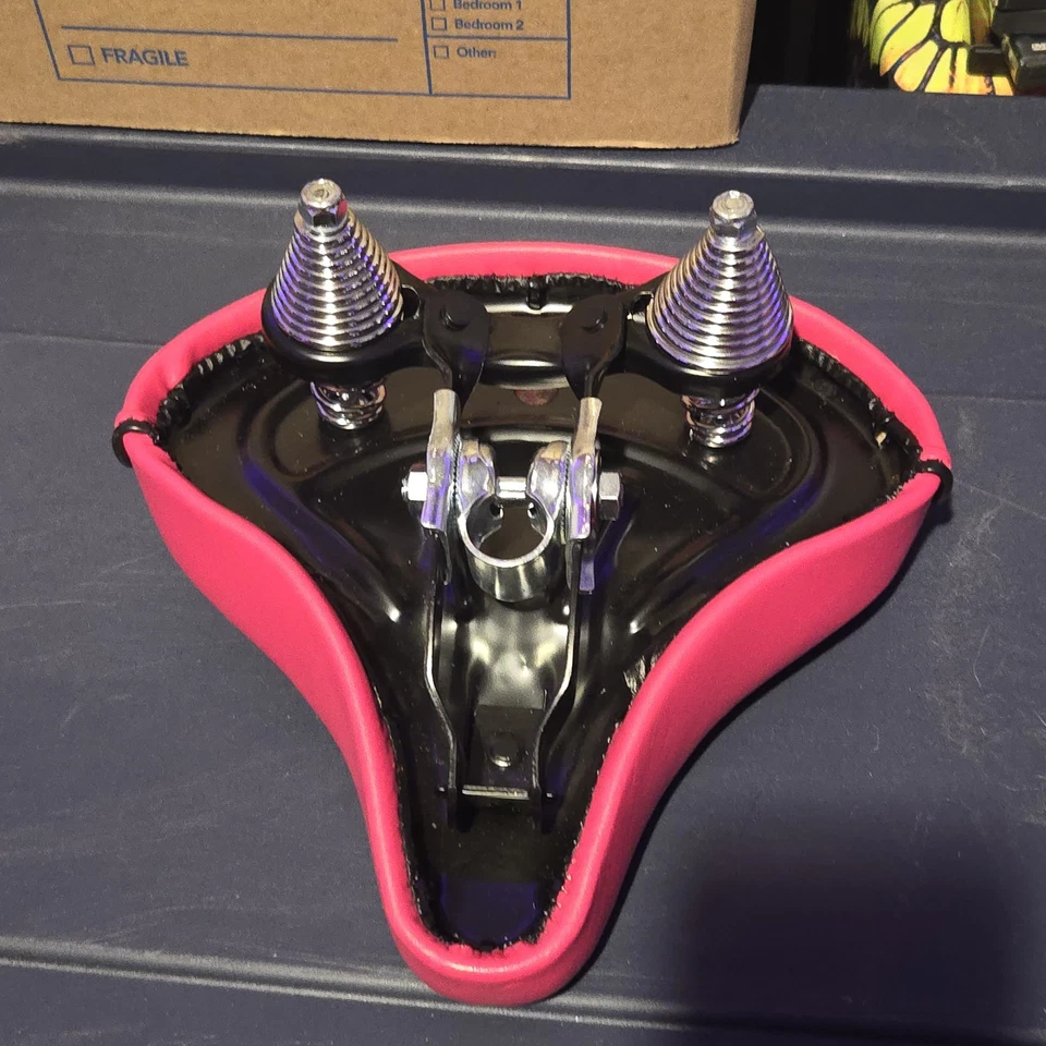 Sillín de bicicleta rosa fresco cómodo vintage asiento de playa crucero Foto 4 de 4