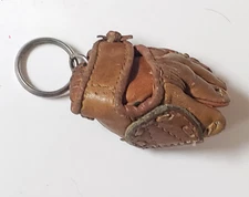 Vintage Leather Mini Baseball Glove Keychain