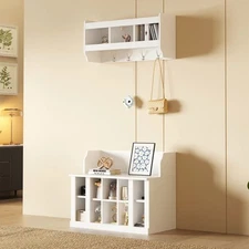 Vinsetto Shoe Cabinet Storage with Shelves and 4 Hooks