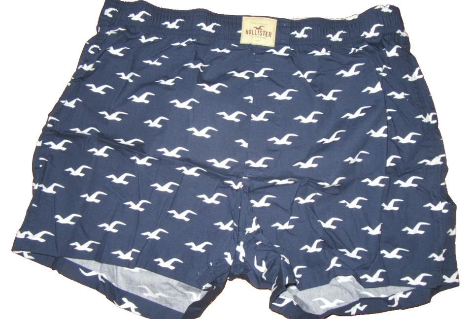 Hollister XL Hombres Azul/Blanco Gaviotas Cintura Elástica Boxer Ropa Interior Pantalones Cortos BONITO Foto 2 de 4