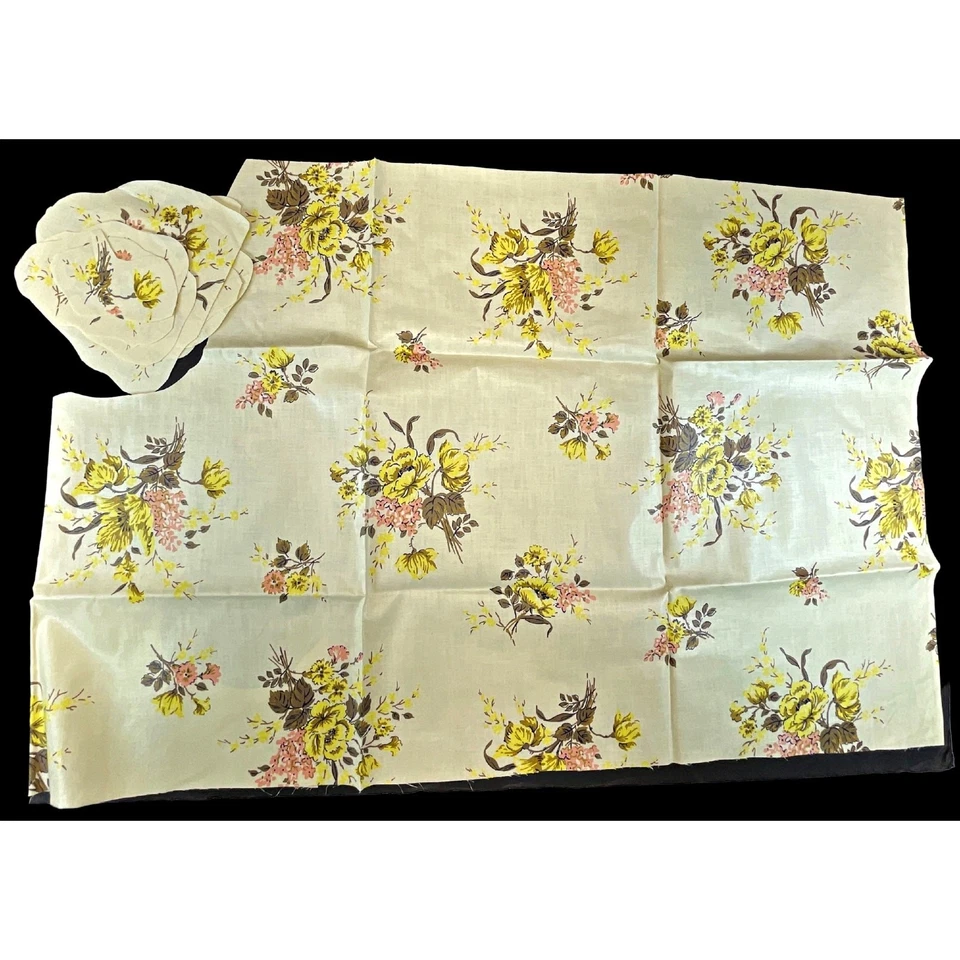 Everglaze Chintz Fabric LRG Lot 50s 60s Applique Nursery Kitchen Floral RARE VTG - Image 4 of 4