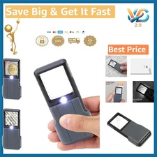 MiniBrite LED Lighted Slide-Out Magnifier 5X Gray New