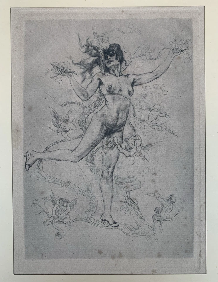 Gravure Ancienne Eau Forte Félicien Rops (1833-1898)  Féerie XIXe Erotique Nu - Photo 4/4