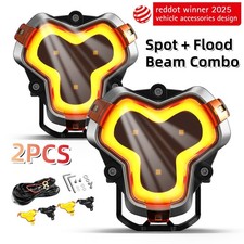 Novsight 3 Led Pod Work Lights Spot Flood Combo Lamp 6000k Off Road Camping