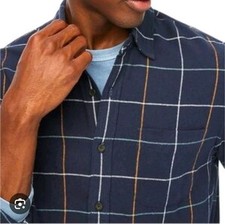 J. Crew Factory Men's Brushed Cotton Flannel In Navy Size Medium NWT