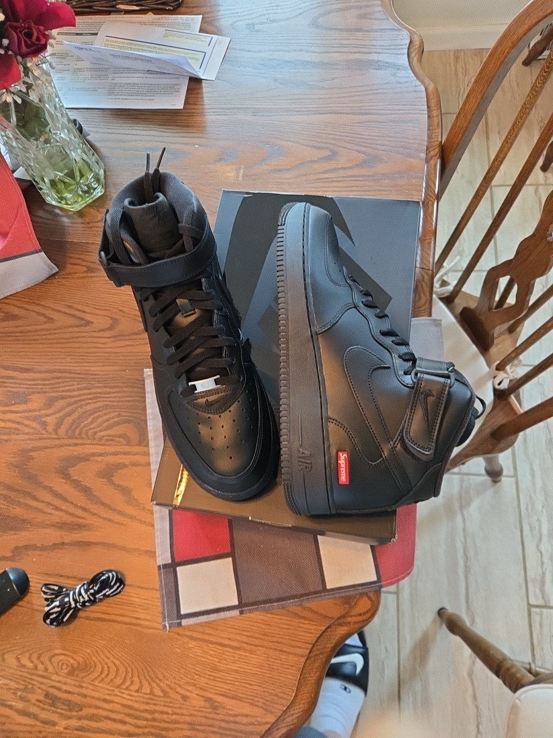 Nike Supreme x Air Force 1 Mid Box Logo Triple Black FZ8784-001