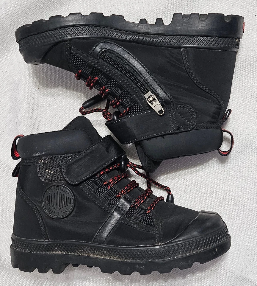 Botas de cuero impermeables Pampa Hi Cuff Palladium para niños pequeños talla 10,5 cremallera lateral Foto 2 de 4