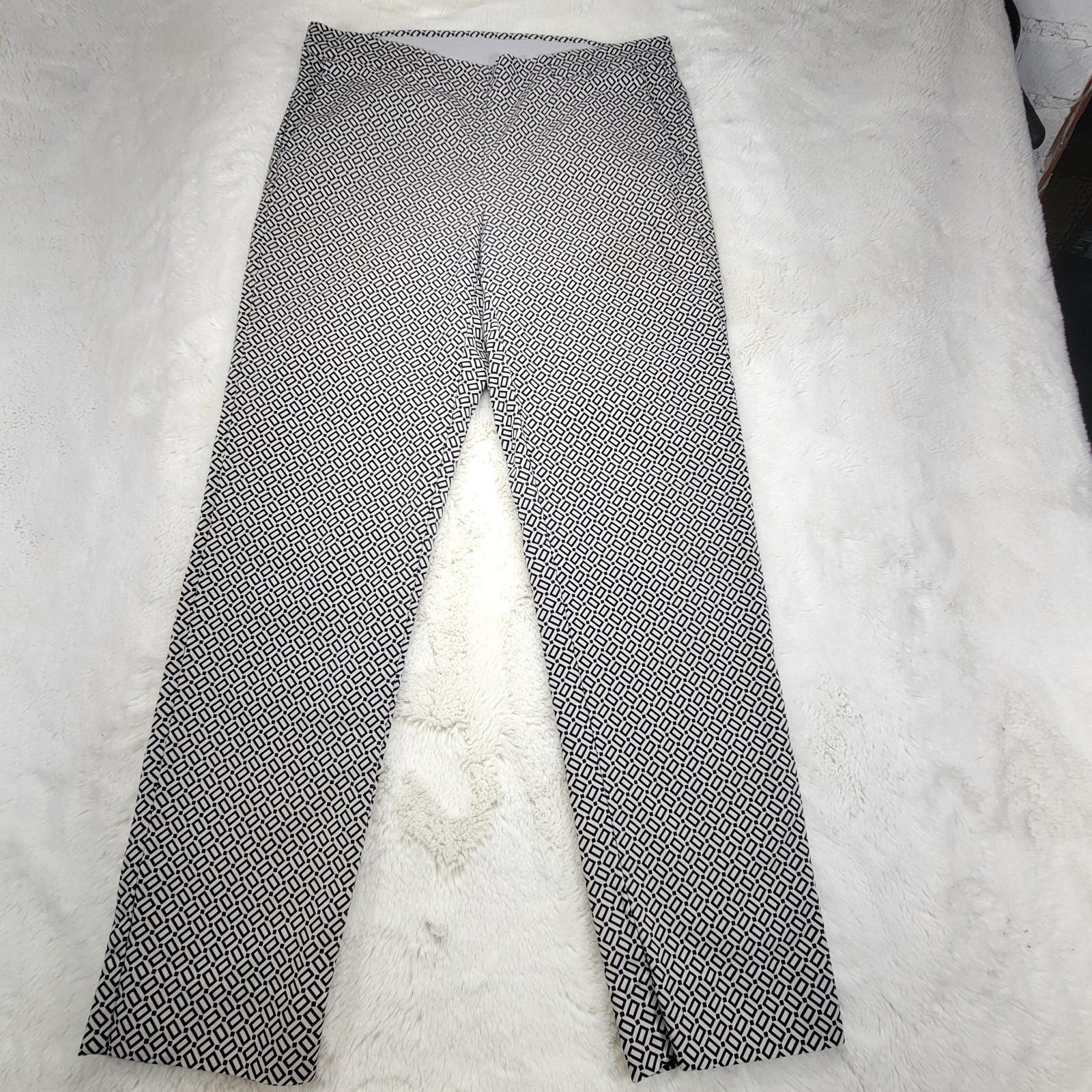 J.Jill Pants Women 6 White Black Geometric Slim Ankle Essential Stretch Waist 30