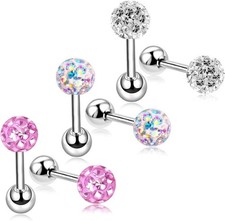 20G Stud Earrings Set for Girls Sensitive Ears with Screw on Safety Backs...