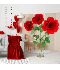 1 Set 4. 5 ft Giant Artificial Flowers Giant Rose for Decorations Valentine Red