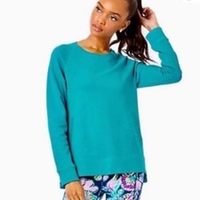 Lilly Pulitzer Luxletic Beach Comber Pullover in Teal Gold Side Zip XS