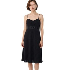New Nine West Dress Size 8 Black Tutti Fruiti Silk Trim Rhinestone Buckle Midi