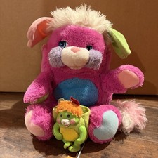 Vtg Popples Prize Pink Plush Mattel 1986 Stuffs In A Ball Plus 2 Small Popples