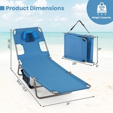 2PCS Tanning Chair,Folding Beach Lounge Chair w/5-Position Adjustable Backrest