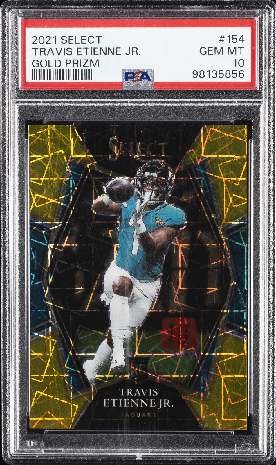 2021 PANINI SELECT GOLD PRIZM #154 TRAVIS ETIENNE JR. 8/10 PSA 10