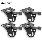 4 x Heavy Duty 50mm Rubber Swivel Castor Wheels Trolley Furniture Caster Brake