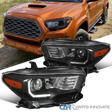 Fits 2016-2023 Toyota Tacoma Led Strip Black Projector Headlights Lamps Lhh