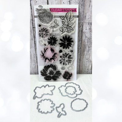 My Favorite Things PAINTED PETALS Flowers Floral 4x8 Rubber Stamps Dies