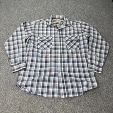 Vintage Big Mac Shirt Mens Medium Blue Plaid Workwear Western Button Front