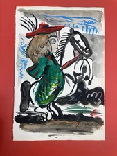 Pablo Picasso (Handmade) Drawing mixed media on paper signed & stamped