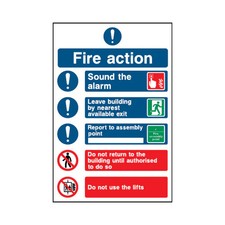 Fire Action Safety Sign A4 A3 A2 Aluminium Foamex Sticker