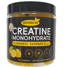 ODNSQW - Creatine Monohydrate - Energy - 120 Gummies 5600MG - Lemon |EXP 09/26|