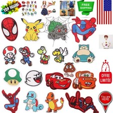 Vibrant 18pcs Anime Appliques for Clothing - Sew-On  Iron-On Decorative Patches