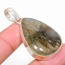 Labradorite Gemstone Handmade 925 Sterling Silver Jewelry Pendant 2.01"