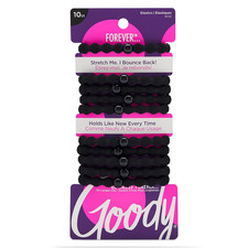Goody Ouchless Hair Elastics 10-Pack Black Damage-Free Strong Elastic Ties