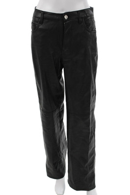 Bershka Womens Biker Pants Black Button Polyester Solid Fall Size 4