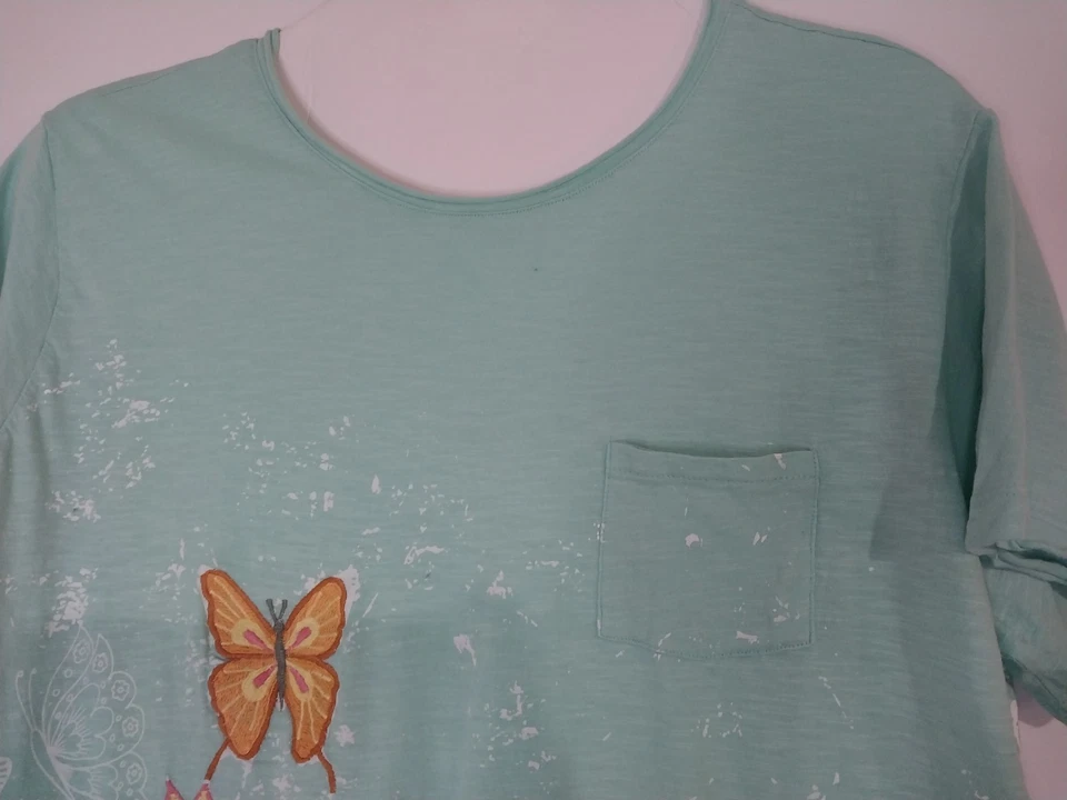 Camisa Top Kyla Seo Confort Hecha a Mano Para Mujer Bordada Boho Talla XL Foto 4 de 4