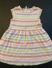 Short-sleeve dress with pastel colour stripe design, Age: 2-3 years