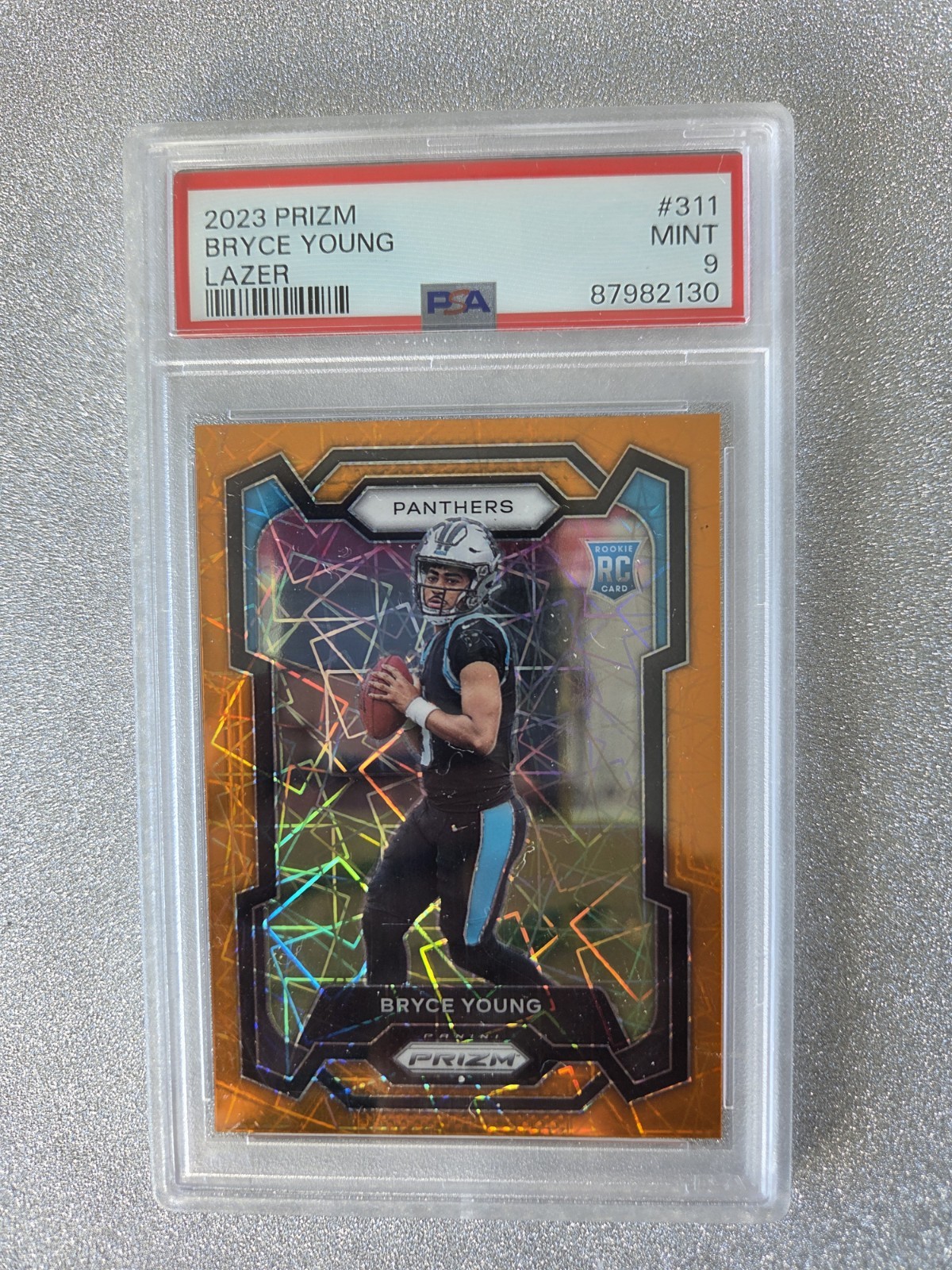 2023 Panini Prizm Bryce Young Orange Lazer Rookie RC  #311 Panthers PSA 9