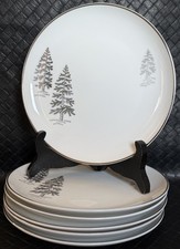 Fukagawa Bread Plates Arita Silver Tree 224 Set Of 6 Hand Painted Silver VGUC