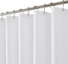 Waterproof Fabric Shower Curtain Liner with 3 HeavyDuty Magnets Washable Whi...