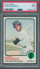 1973 Topps #322 Garry Maddox PSA MINT 9 *8701