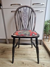antique Windsor wheel-back solid oak elm wood dining kitchen chair