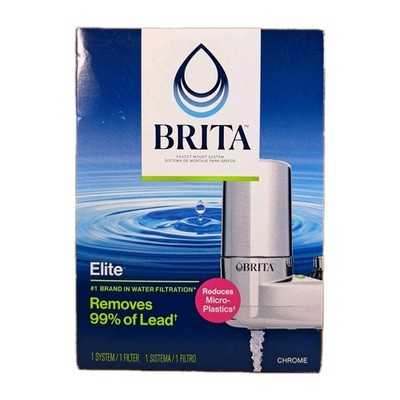 BRITA Elite Faucet Mount Filtration System Water Purification Chrome NEW