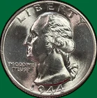 1944 Washington Quarter Silver Brilliant Uncirculated BU Coin #43512