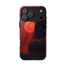 For iPhone / Galaxy / Pixel   Skeleton Pirate Crew Ship Red Sun Phone Case
