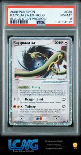 2006 Pokemon TCG Card Black Star Promos #039 Rayquaza Ex Holo PSA 8