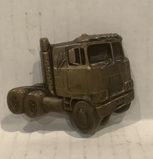 Vintage Solid Brass Semi Truck Belt Buckle Made in USA     