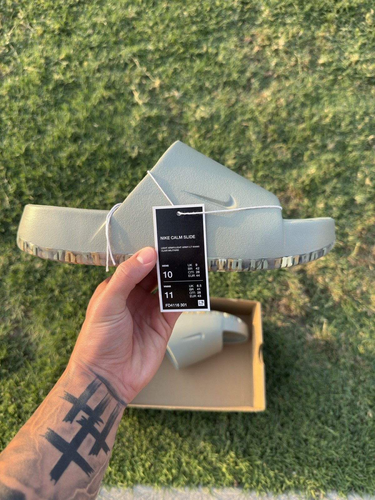 Nike Men's Calm Slides in Light Army/Lt Khaki - Size 10 FD4116-301